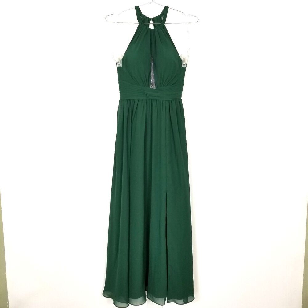 Christina Wu Women Maxi Evening Dress Sz‎ 4 Chiffon Green Gown Open Back